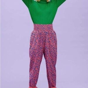 Lucy & Yak Alexa - Pink & Blue Squiggles Women's Trousers - Medium